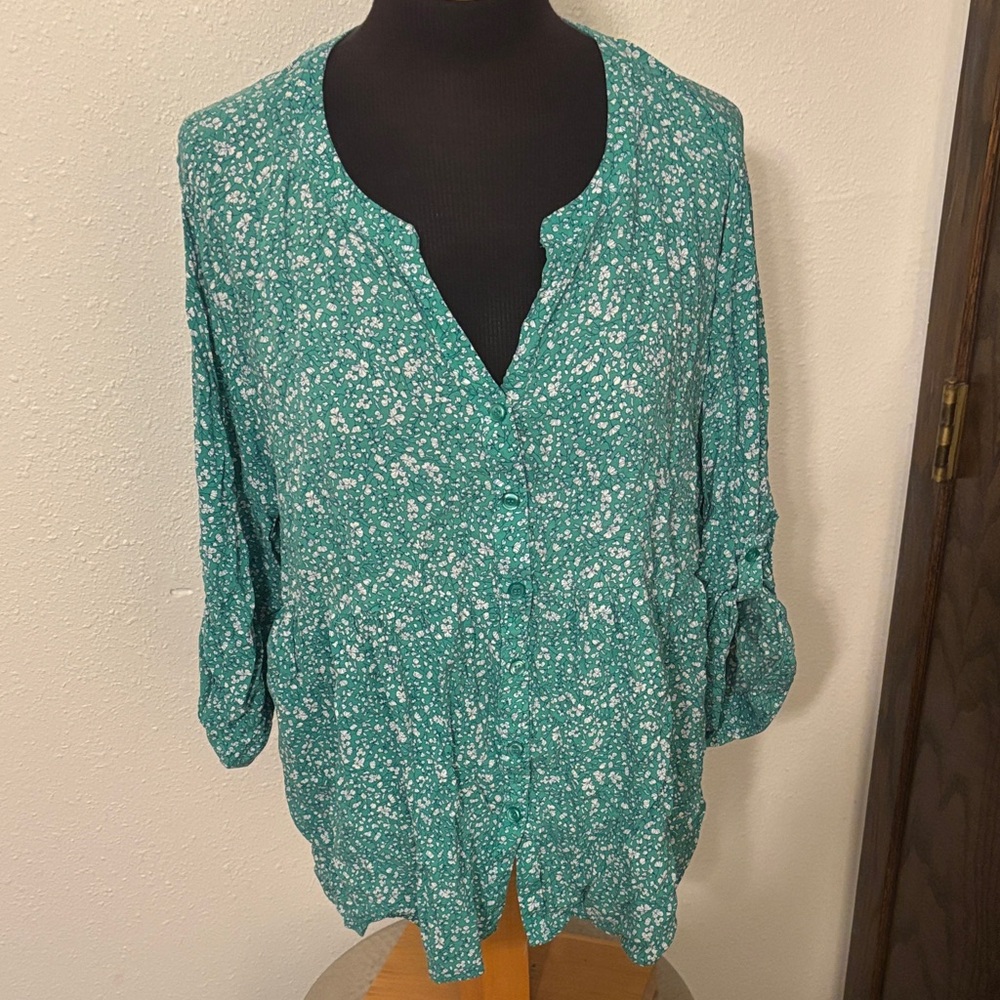 Cynthia Rowley Button Down Floral Top size 2X